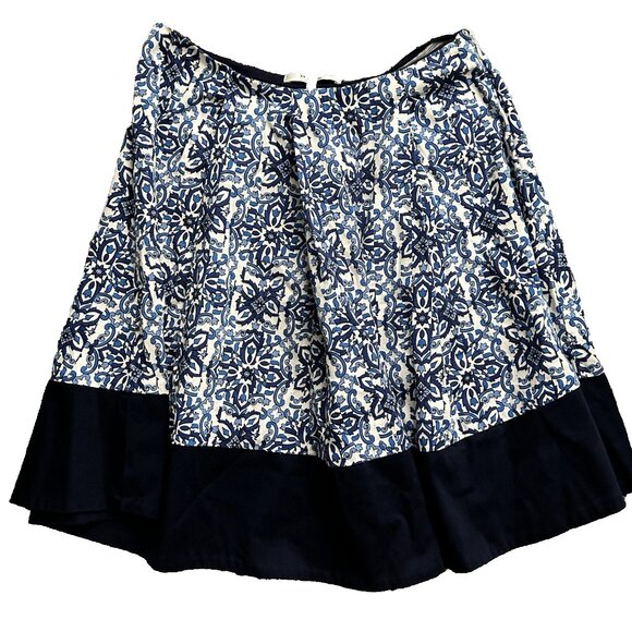 Milly Blue Asymmetrical Tile Skirt Womens Size M Pleated Floral Paisley Print - Picture 3 of 8